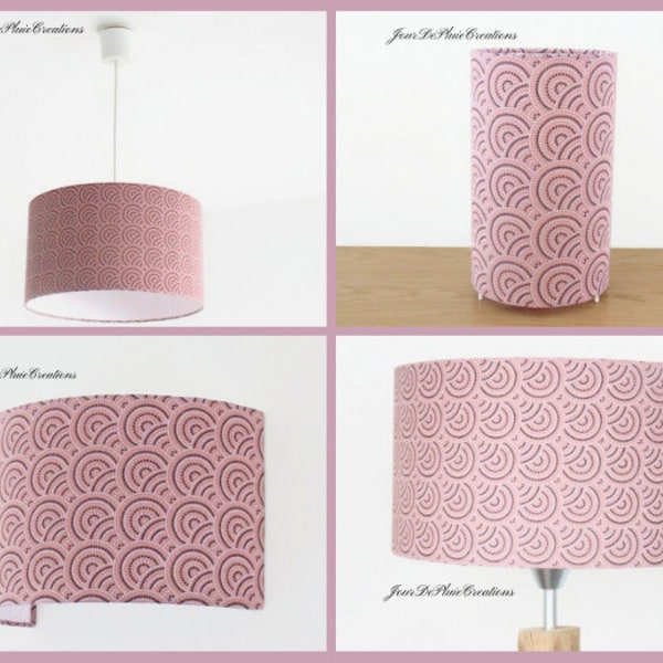 Abat-jour - suspension - lampe tube ou applique murale motifs aborigène rose idée cadeau noël anniversaire ambiance décoration luminaire