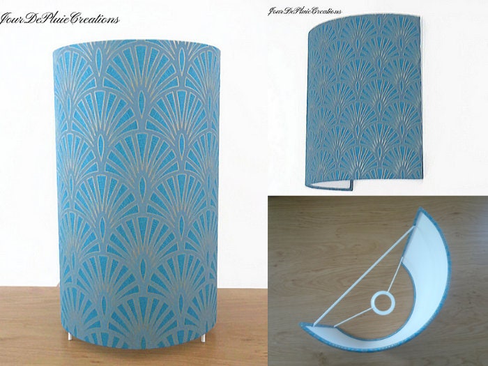 Lampe Tube ou Applique Murale Motif Art Déco Bleu Turquoise Lampe Chevet Idée Cadeau Noël Anniversai