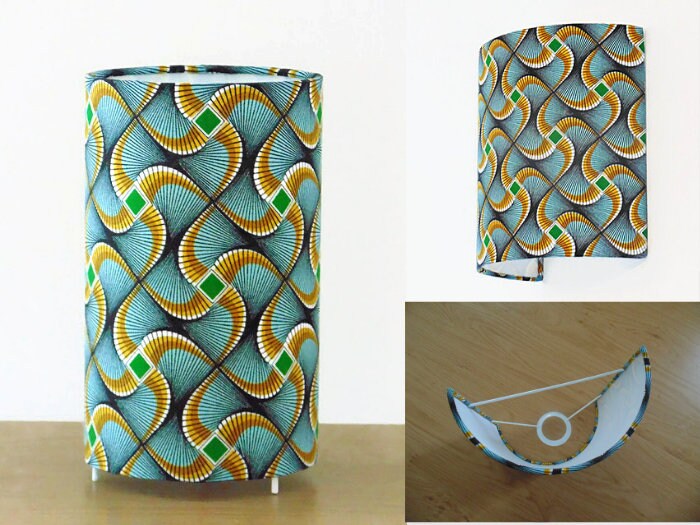 Lampe Tube ou Applique Murale Motif Wax Tissu Afrique Lampe Chevet Idée Cadeau Noël Anniversaire Déc
