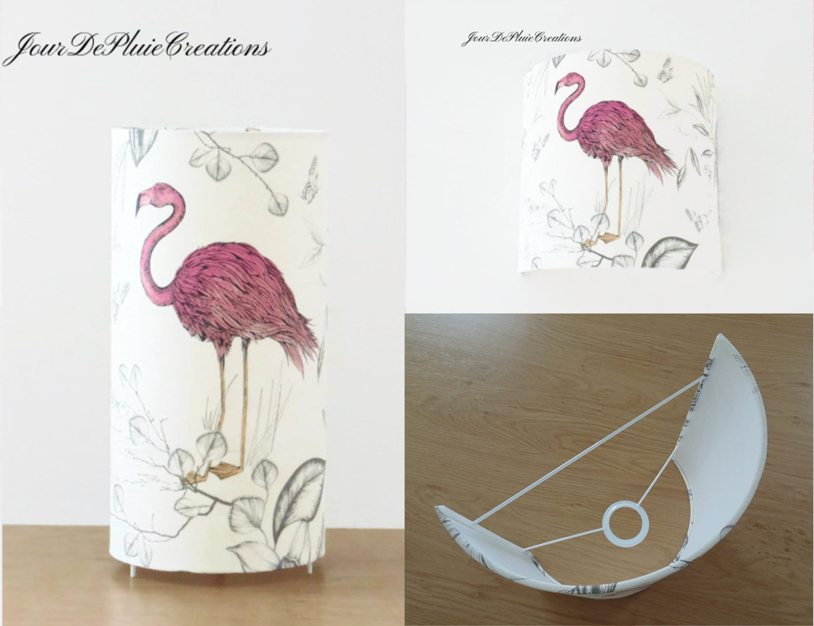 Lampe Tube ou Applique Murale Motif Flamant Rose Demi-Lune Demi Cylindre Idée Cadeau Noël Anniversai