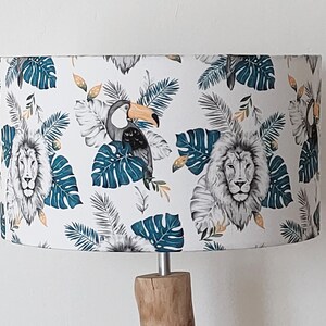 Lampshade suspension tube lamp jungle animal pattern wall light lion toucan tropical decoration Christmas birthday gift idea abat-jour seul