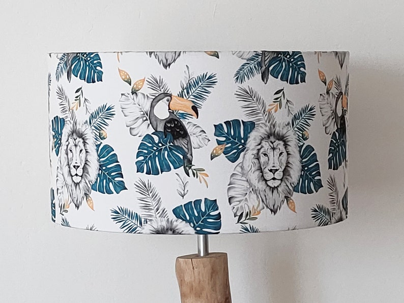 Abat-jour suspension lampe tube applique murale motif animaux de la jungle lion toucan déco tropicale idée cadeau noël anniversaire image 2