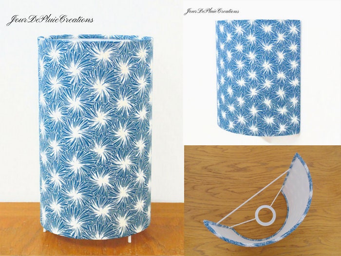 Lampe Tube ou Applique Murale Motif Japonais Bleu Idée Cadeau Anniversaire Noël Décoration Maison Fa