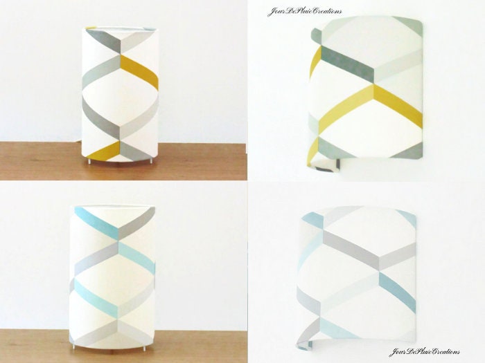 Lampe Tube ou Applique Murale Motif Scandinave Jaune Moutarde Bleu Lampe Chevet Idée Cadeau Noël Ann