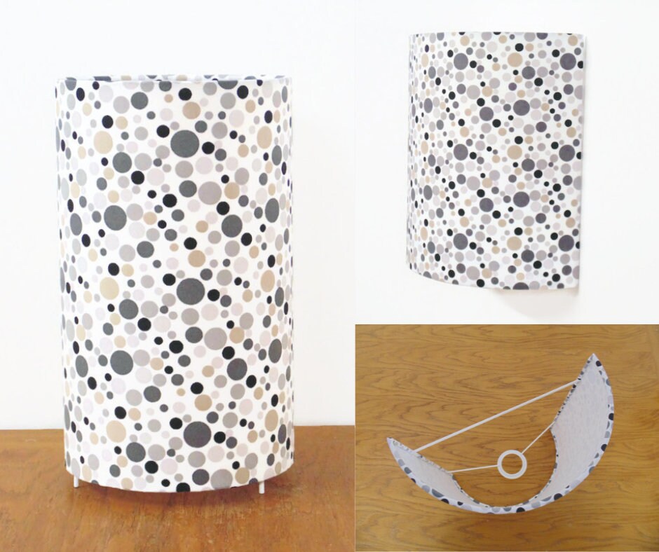 Lampe Tube ou Applique Murale Motifs Pois Gris Taupe Beige Lampe Chevet Idée Cadeau Noël Anniversair