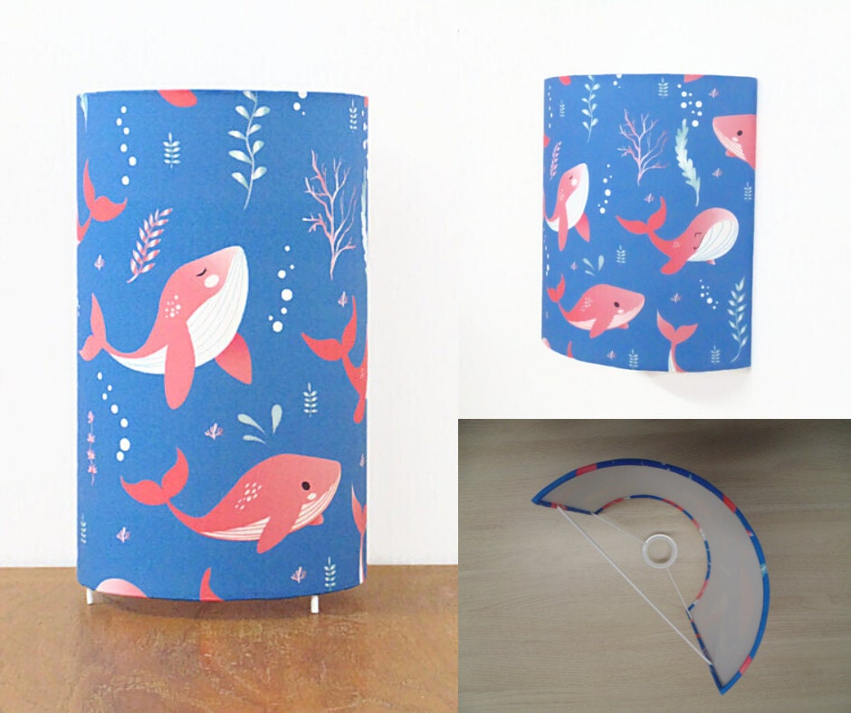 Lampe Tube ou Applique Murale Motif Baleines Décoration Chambre Enfant Bébé Idée Cadeau Anniversaire