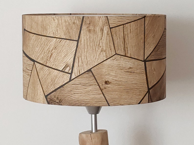 lampshade or suspension pattern parquet wood oak blond geometric gift idea christmas birthday room child baby deco industrial loft abat-jour seul