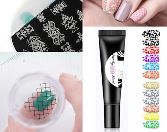 8g Stamping UV Gel Nail art Stamp Ink Painting Polish Gel Pattern Transfer 12 colors white black silver gold