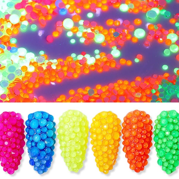 Mixed Glow in the Dark Neon Rhinestone/ Non Hot fix flat back nail Art Deco/ss6 ss8 ss10 luminous crystal/ epoptic night bar party nail