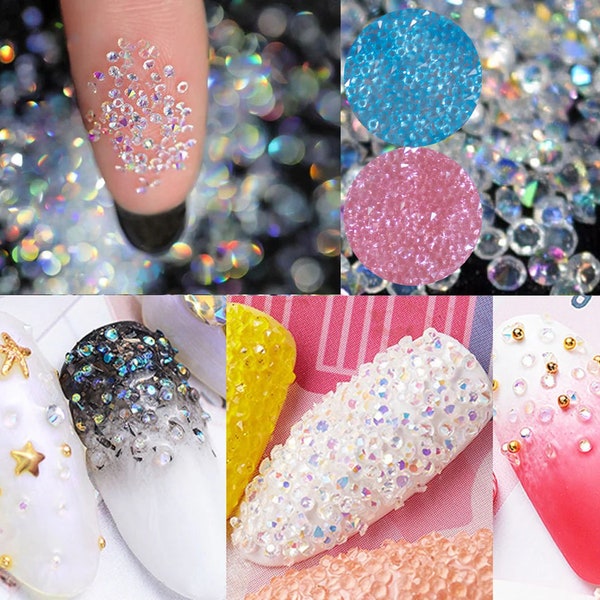1440 Stück Culet Diamant Kristall Nail Art Glitter/ Microbead Klar AB Stein Nail Design Kunst Dekoration Strasssteine / Mini Chatons