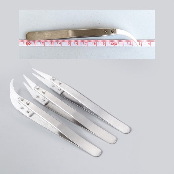 Ceramic Tweezers/ White Head Tweezer Anti-static Steel Tweezers