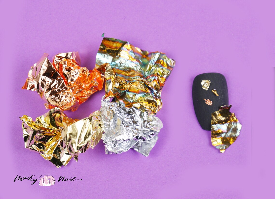 4 Jar Gold Foil Paper Nail Art Design Supply/ Nail Foil Flakes Etsy