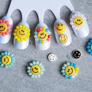 Smile Face Nail Art Charms/ Smiley Happy emoji DIY Studs/ 3D embossed decals/ Manicure Pedicure smiling face Instagram Influencer