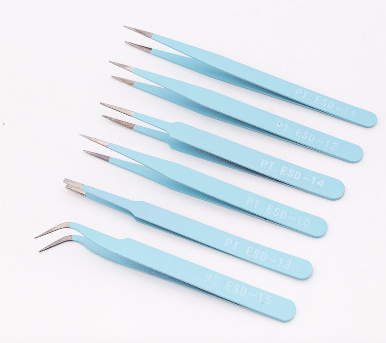 6 Pcs Pink Tweezers Set/ Antistatic Steel Tweezers Set for Etsy