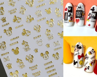 Mickey Mouse Minnie Mouse Nail Decals/Disney Theme nail sticker/Goofy 3D Nail Art Stickers Self Adhesive Decals/ Cartoon Miniature Appliques