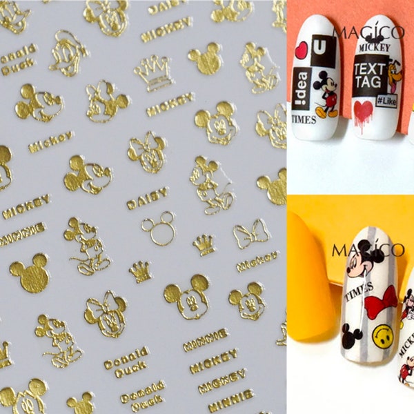 Mickey Mouse Minnie Mouse Nail Decals/Disney Theme nail sticker/Goofy 3D Nail Art Stickers Self Adhesive Decals/ Cartoon Miniature Appliques