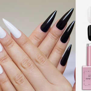 15ml Pure Black and White Nail Gel Polish/ Titanium White Rich color Soak Off UV Gel/ Black nail/ White nail Premium Solid Color -Makybling