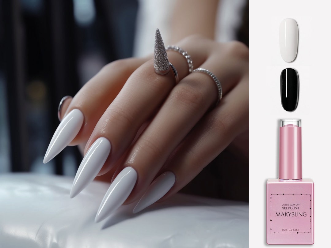 15ml Pure Black and White Nail Gel Polish/ Titanium White Rich Color