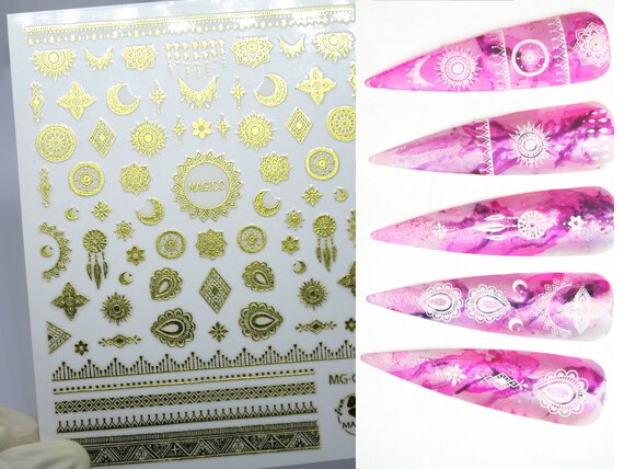 Mandala nail sticker/ Spiritual Starry Boho 3D Nail Art | Etsy