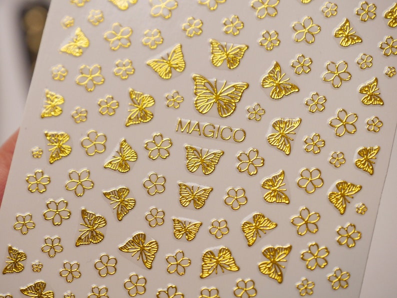 Butterfly Nail Decals in Metallic Gold - wide 2
