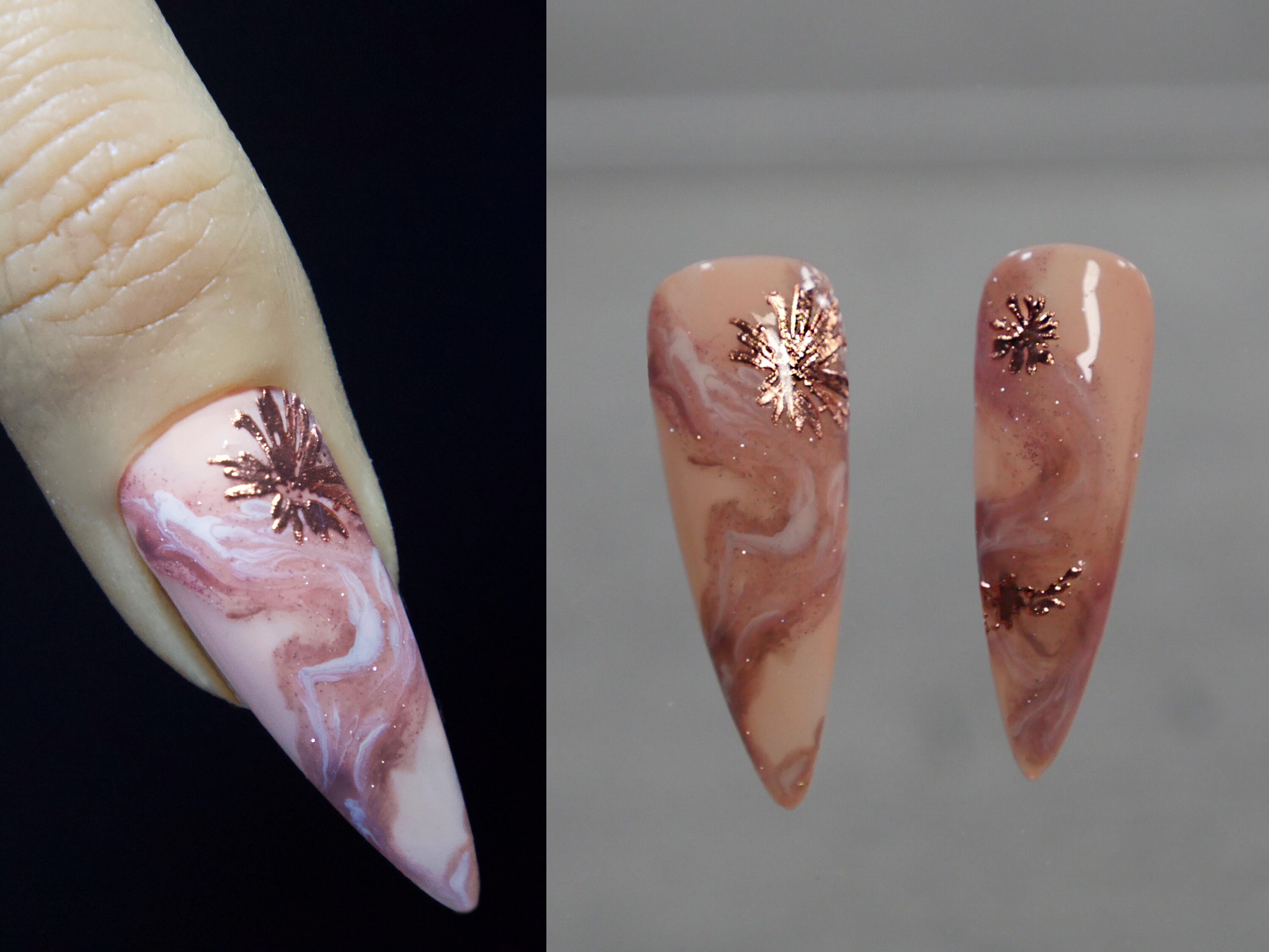 Rose Gold Hibiscus Flower Nail Art Sticker/ Metallic DIY Tips | Etsy