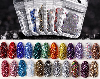 Glass Nail Rhinestones For Nails Art Decorations / Multi size mixed nail art decal/ Decoration 3D Gems Stud Charm Rhinestones/Jewelry crafts