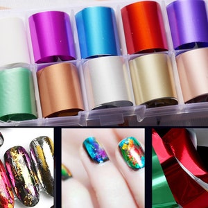 10 pcs Metallic transfer paper Foil Nail Art Sticker Decal/ DIY metallic nail transferring mirrored foil design/gold nail sticker