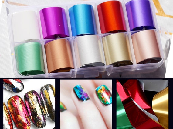 10 Pcs Metallic Transfer Paper Foil Nail Art Sticker Decal DIY