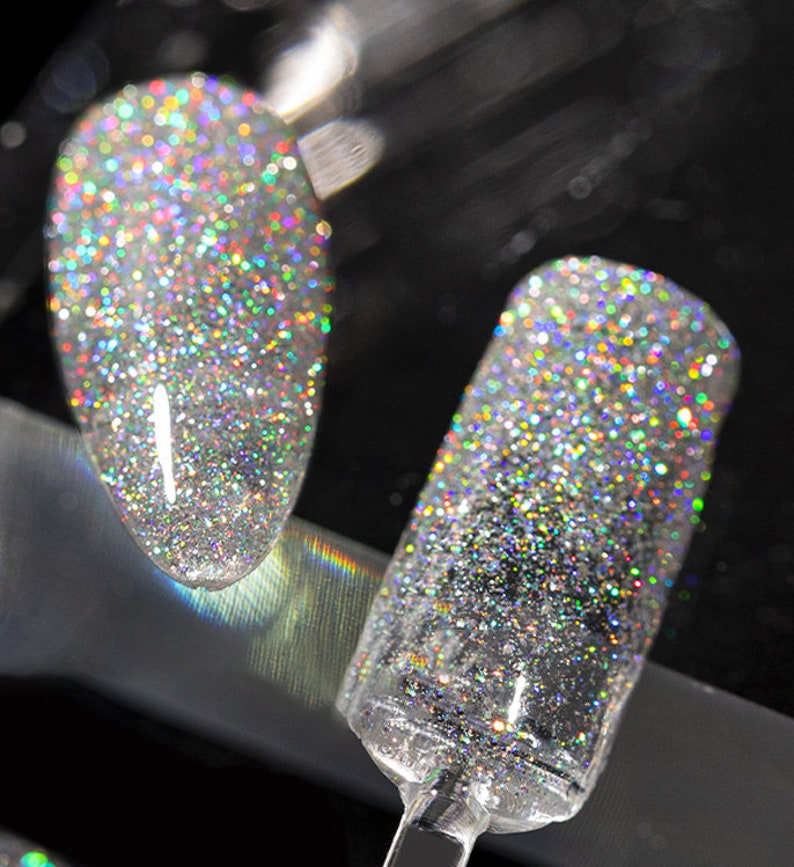 15ml Halo Rainbow Glitter Nail UV Gel/ Silver Mirror Laser | Etsy
