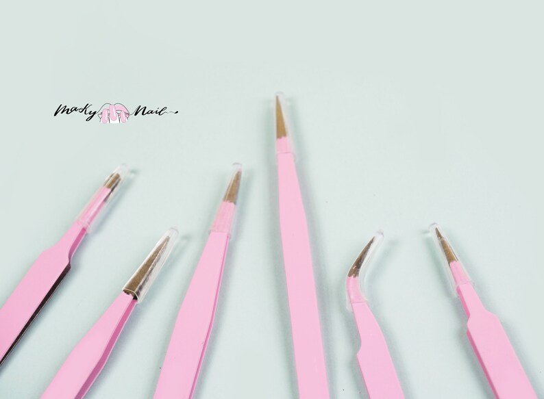 6 Pcs Pink Tweezers Set/ Antistatic Steel Tweezers Set for Etsy