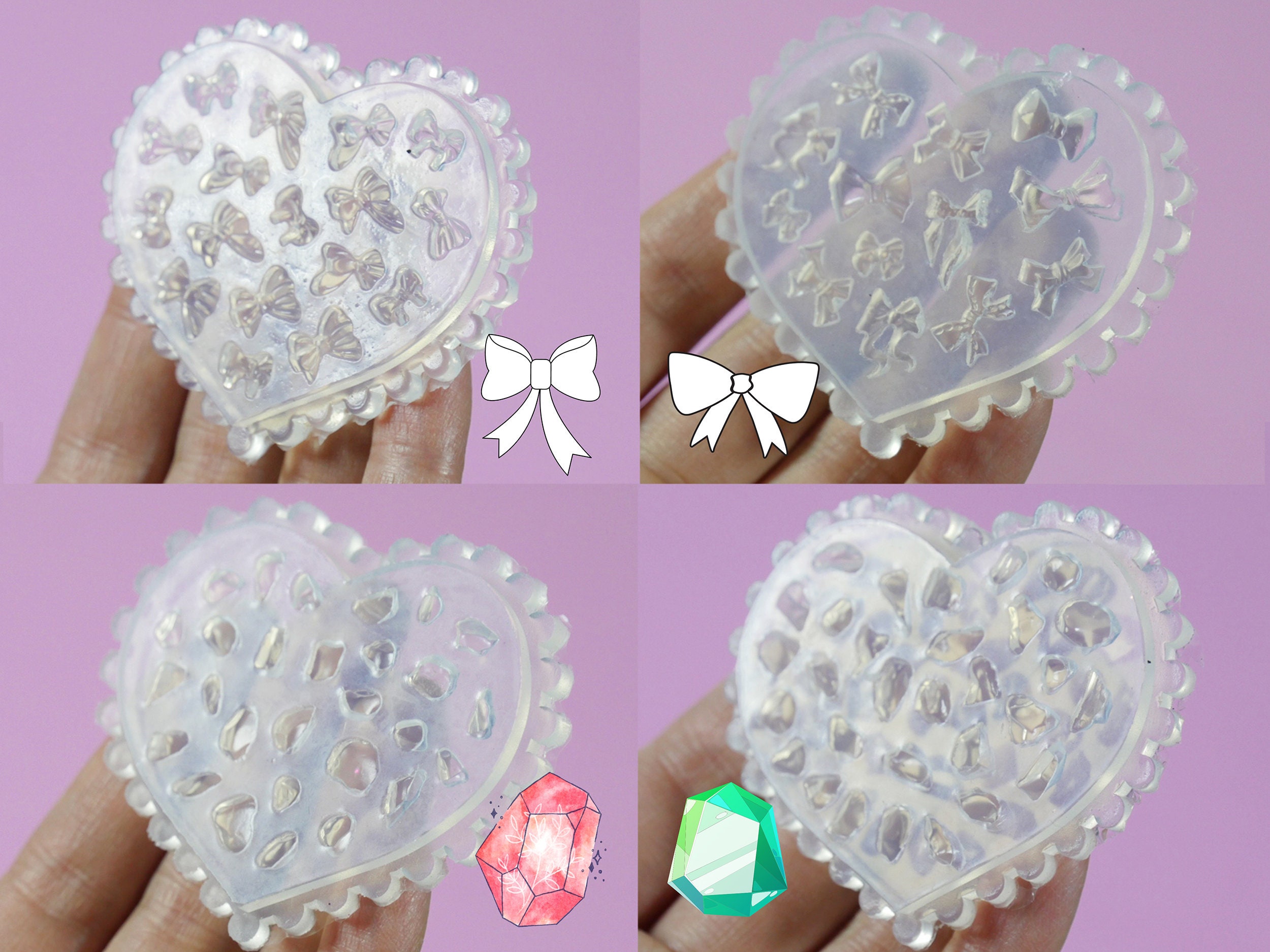 Set of 2 3D Silicone Mold, Heart Stone, Heart Mould, 3D Heart Shape, Resin  Blank, Heart Casting Mold, Dot Painting, Mandala Stone 