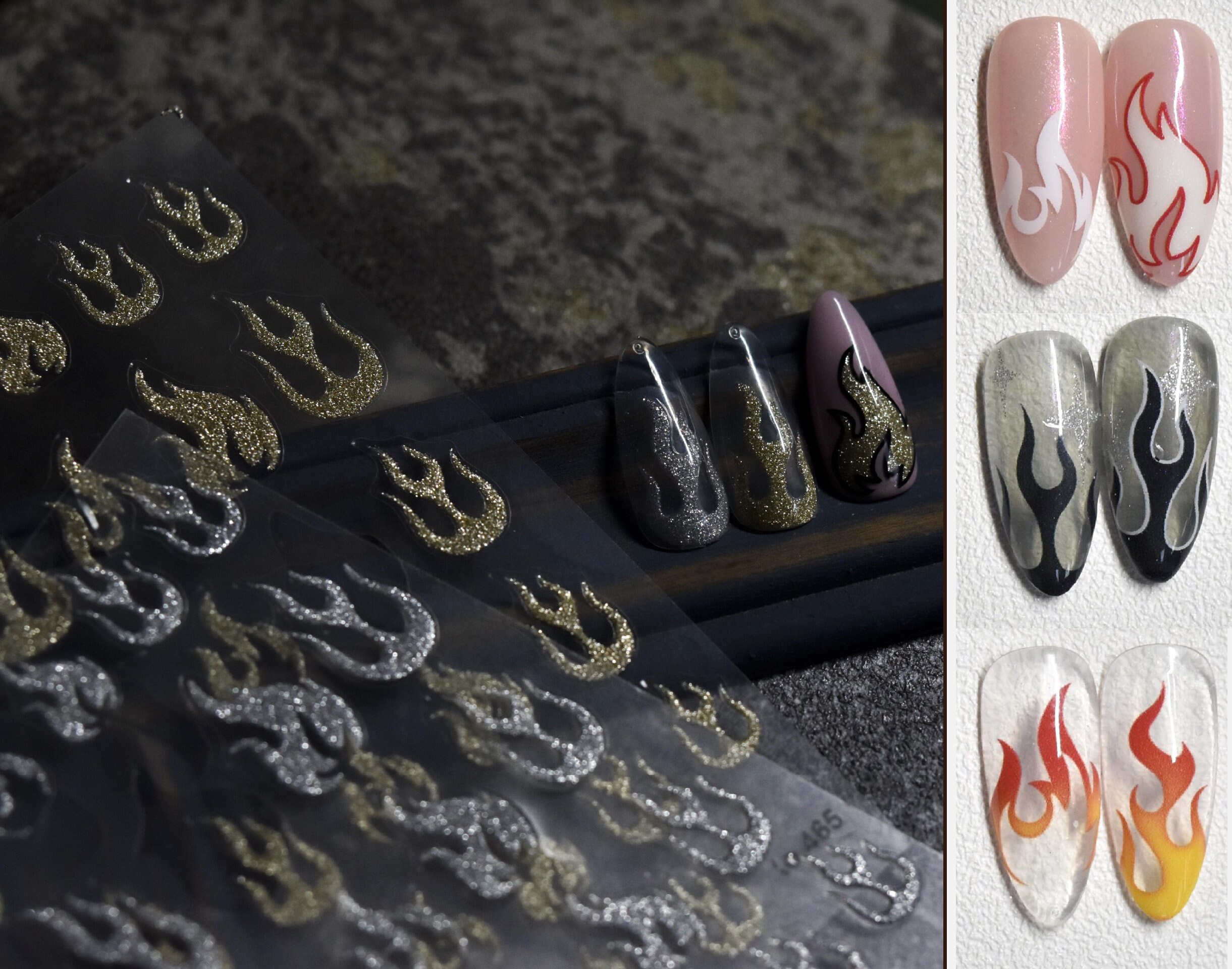 Flame Nail Art Stickers/Nail Decals Acrylic Nail Art Supplies Etsy