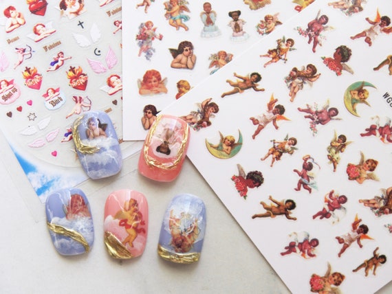 Angel Cupid Stickers For Nails Decals Cherubs Nail Art Water Sliders  Manicure Transfer Wraps Tattoo Decorations Trstz1114-1120 | Fruugo AE