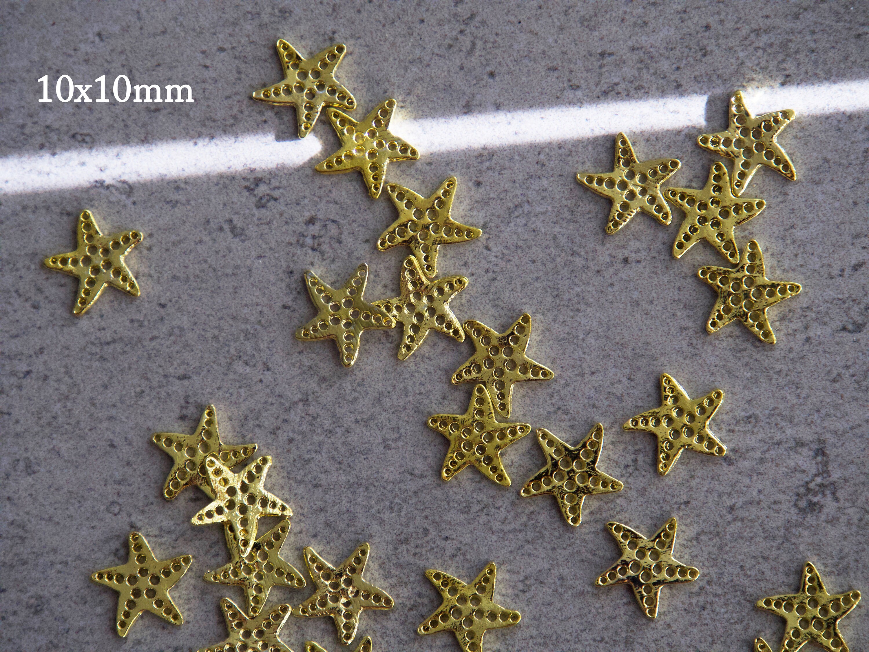 5 pcs 3D Sea star shell nail decoration/ Beach Metallic Etsy