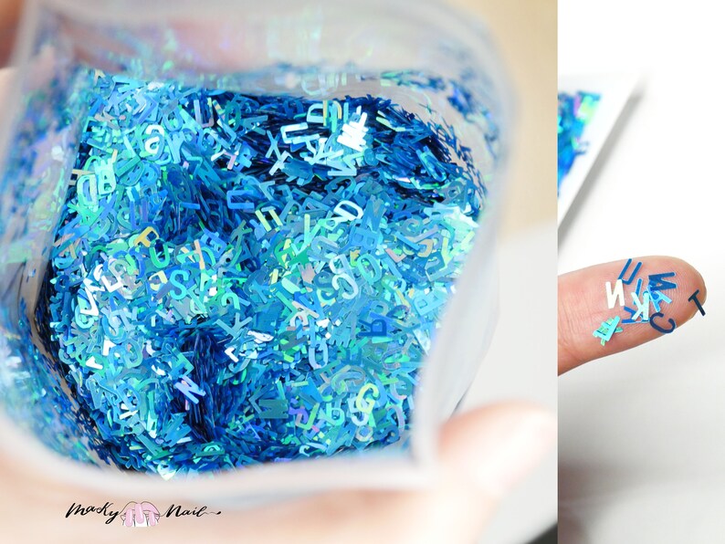 Halo AZ inglés letra lentejuelas flakes / nail art Laser Etsy