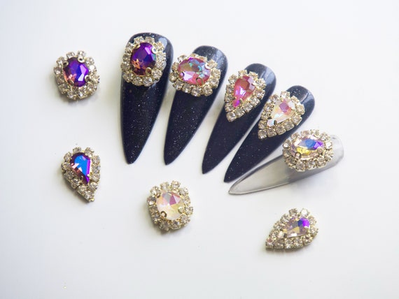 2pcs Nail Jewelry/ Zircon Nail Decals /purple Pink Crystal 