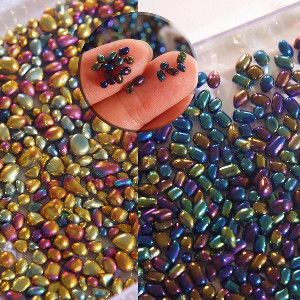 10g Irregular Electroplated Paint Chameleon Pebbles/ Holographic Rainbow Iridescent Beads/ Colorful Bubble Rocks/ Nail art & Crafts Deco