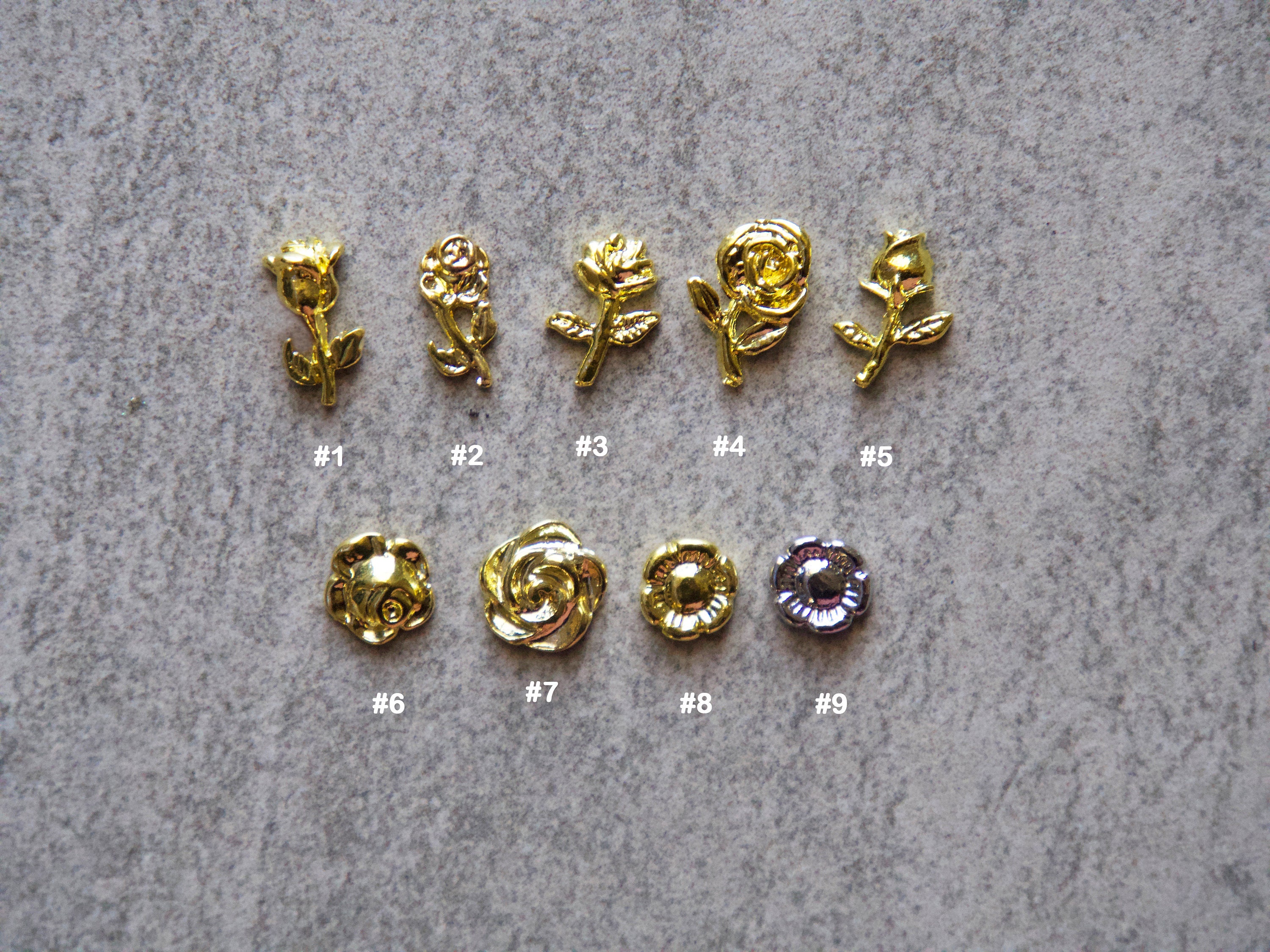 Wholesale CHGCRAFT 215pcs 5Styles Resin Flower Nail Art Decoration 3D Brass  Nail Supplies Alloy Rose Flower Nail Charms Nails Phone Art Decorations  Jewelry Accessories 6-11mm long 