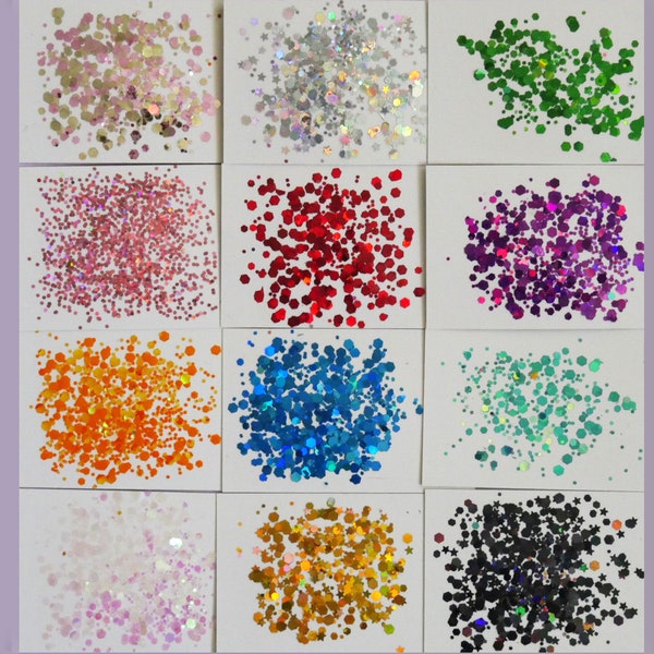 12 cases Halo Hexagon Mixed Glitters/ Full set Halo Chunky Nail Flakes 3D DIY laser Sequins/ Crafts Nails Accessories Supply
