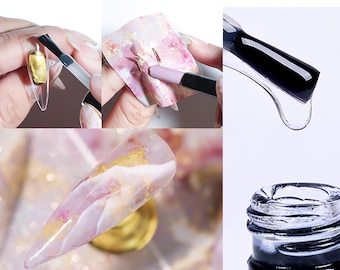 Nail Foil Glue Gel/ Transfer paper Foil Nail Art Liquid Thick Glue/ Metallic foil adhesive Marble Transferring Paper Gel for nails