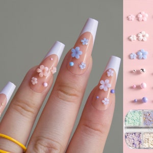3D Floral Nail Decal/ Pastel color Six Tik Tok Nail DIY charm for nail Gel Polish Acrylic Design/ Ins Flower multi color Nails Supply