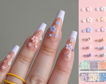 3D Floral Nail Decal/ Pastel color Six Tik Tok Nail DIY charm for nail Gel Polish Acrylic Design/ Ins Flower multi color Nails Supply