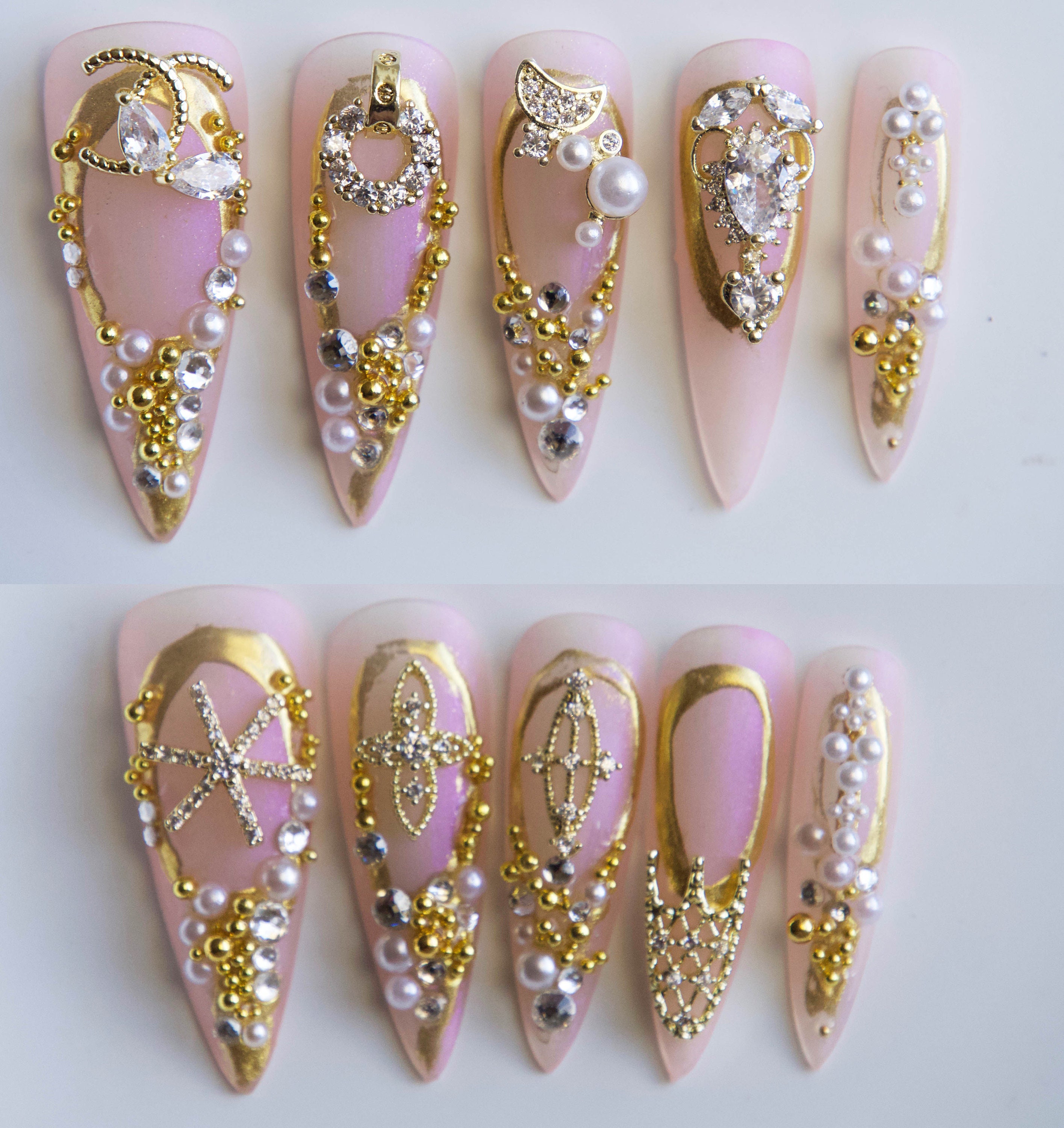 Exquisite 14k Gold Zircon Nail Art Jewelry/ Instagram 3D Nail - Etsy