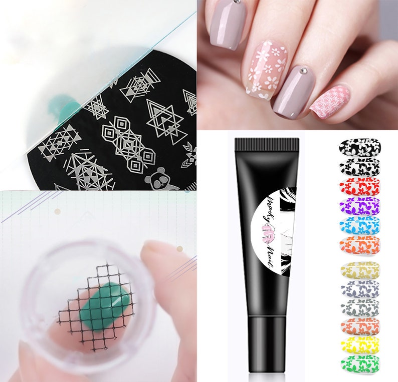 8g Stamping UV Gel Nail art Stamp Ink Painting Polish Gel Pattern Transfer 12 colors white black silver gold