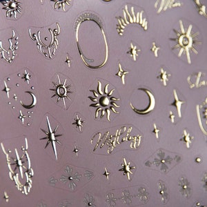 Gilding Crescent Moon Sun Star Nail Sticker/ Silver Gold Supernatural ...