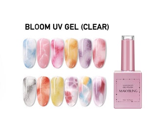 15ml Marble Blossom Gel Polish/ Clear Gradient design gel/ Blooming floral paint gel/ Bloom soak off uv gel for nail art design -Makybling