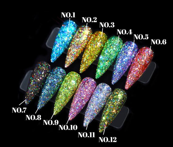 Duufin 54 Colors Pigment Nail Powder Colorful Luminous Powder Iridescent  Glitter Pearlescent High Gloss Nail Powder Halo Powder Nails Pigment for  Nail Art, Body and Craft Bright