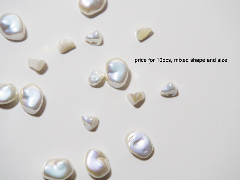 10pcs Iridescent Baroque Artificial Pearls Irregular Asymmetric shape Pearl for Vintage Nails Decoration Manicure Supply image 3