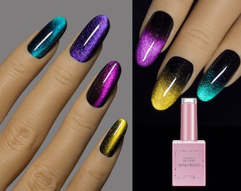 15ml Iridescence Cat Eye Gel Colorful Chameleonic Gel Polish/Magnetic Wide Glare Reflective Universal Galaxy Glow Pink Gold Nail -Makybling