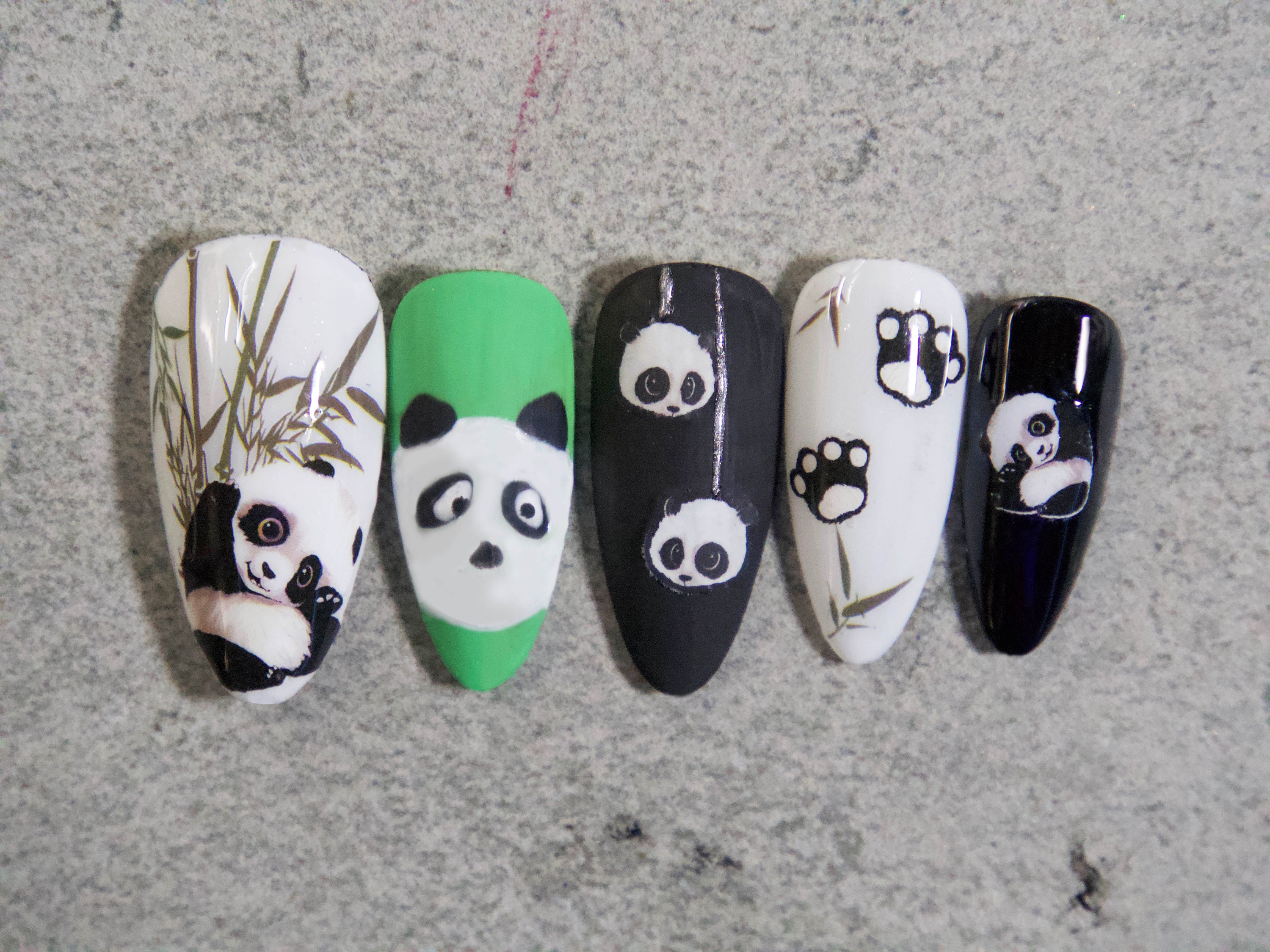 Panda Bamboo Nail Sticker/ Cute China Panda 1 Sheet 3D Nail | Etsy